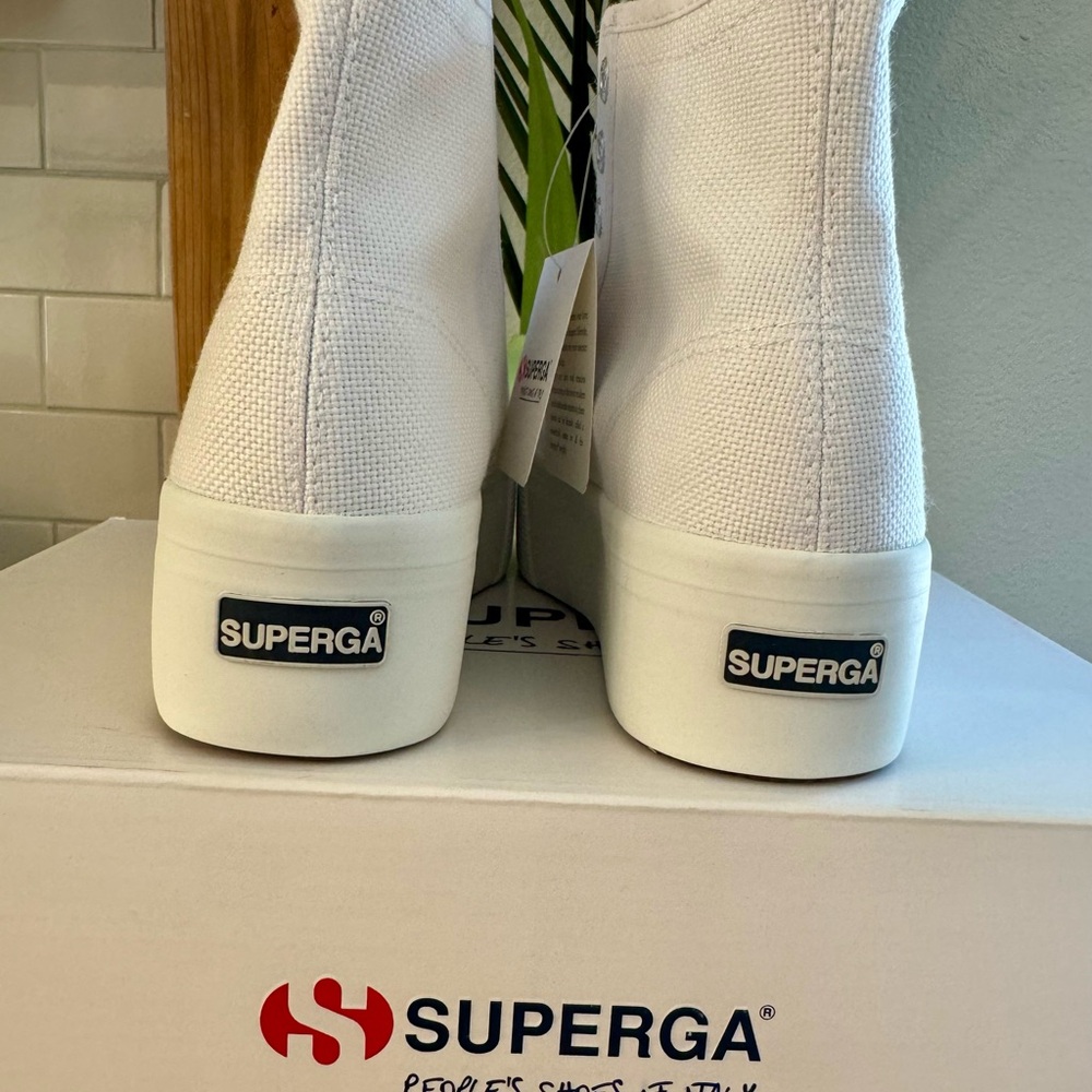 Superga Women's White Platform Sneakers - Picture 6 of 8